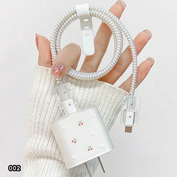 Set de 5 protectores de cable con forma de cereza compatibles con cargadores de 18-20W, protectores de carga resistentes a arañazos y roturas