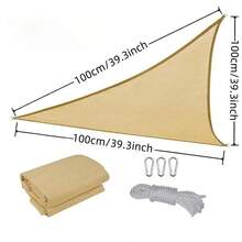 1pc Multi-Size Big Size Outdoor Patio Sun Shade Sail Canopy, Suitable For Garden Playground Rectangular Backyard Sun Shade Sail For Courtyard, Lawn, And Gardening With Three Buckles And Ropes - Brown - View 18