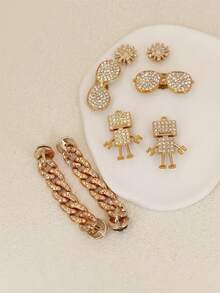8pcs Gold Chain & Robort Design Fashionable Shoe Charms For Ventilation Holes - Gold - View 2