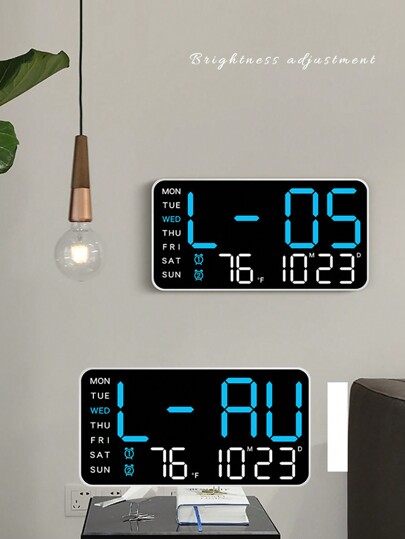 1pc Large Digital Wand Klok Temperature, Calendar, Alarm Perfect Living Room Mute Function LED Display,Home ,Room Birthday Graduation Bedroom Dormitory Back To School view 6