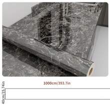 1 rollo 1m/2m/5m/10m Papel tapiz autoadhesivo de mármol con adhesivo- Impermeable y a prueba de aceite, fácil de aplicar para renovación de cocina y baño y decoración del hogar - Multicolor - Ver 12