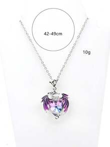 1 pièce Exquise décoration de strass Collier pendentif cœur et dragon occidental pour femmes pour la décoration quotidienne de la Saint-Valentin