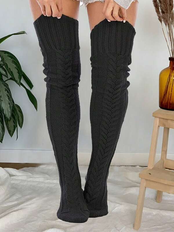 1 Pair Thigh High Socks, Thermal Lined, Over The Knee Socks For Women, Suitable For Autumn, Winter, Holidays And Parties