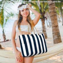 Women's Large Waterproof Beach Tote Bag With Zipper, Suitable For Beach, Swimming Pool. Bag Is Sandproof. Random Pattern.
