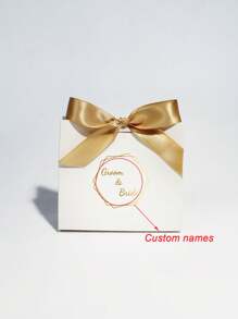 10pcs/50pcs Customizable Marble-Style Mini Gift Box With Gold Ribbon, Perfect For Personalized Wedding Favors, Anniversary Gifts, And Special Date Keepsakes - White Box Customization - View 13