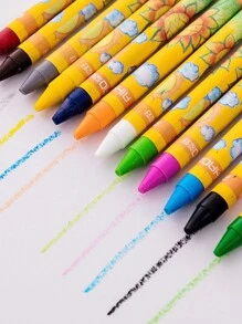 Juego de 8/12/24 lápices de colores para niños, lápices de dibujo multicolores para niños pequeños, bolígrafos de colores para grafiti, barras de pintura de aceite para volver a la escuela, útiles escolares