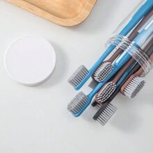 9 Medium Bristle Toothbrushes 3 Colors Big Head Adult Toothbrush Barrel Style Frosted Brush Handle - Multicolor - View 6