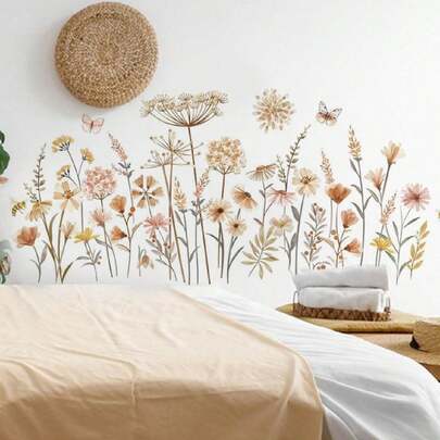 mama look 2 件波西米亚风格大花墙贴花、卧室客厅背景装饰贴纸、PVC 材质、自粘和可移除乙烯基贴花、用于卧室装饰、房间装饰品、用于万圣节装饰、秋季装饰、教室装饰、可移除贴纸、贴纸、墙贴花、用于家居装饰的乙烯基贴花、春季装饰品让您的家焕然一新、Rama 装饰贴纸礼物生日毕业