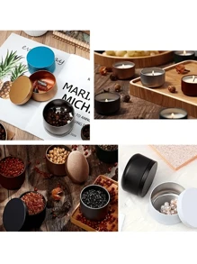 8/12 piezas de latas de vela de aluminio de 50ml, Contenedores de velas redondos, frascos cosméticos, botes de crema de aceite multicolores con acabado dorado mate, tipo metalizado sellado para aromaterapia y frascos para viajes - Multicolor - Ver 3