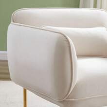 Luxurious Oversized Accent Armchair With Velveta Upholstery And Sleek Metal Legs, Spacious Single Sofa Chair For Elegant Home Decor, Living Room, Bedroom, Apartment – Sturdy & Comfortable - 米色 - 查看 6