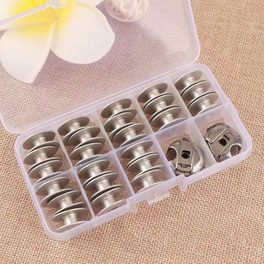24pcs Sewing Machine Bobbins Covers, Industrial Sewing Machine Bobbins, Sewing Bobbins, For Industrial Electric Flat Bed Sewing Machines (Assorted Styles Storage Boxes) - Silver - View 1