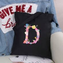 Dames Boodschappentassen Schoudertassen Grote capaciteit Tote tassen Roze Bloemenprint Canvas Handtassen Opbergtassen Dames Casual Pendelaar Vest Tas - Zwart - Bekijken 27