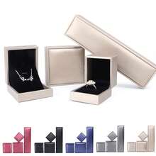 Generic Faux Leather Pendant Ring Display Box Bracelet Necklace Jewelry Storage Case - Bạc - Xem 2