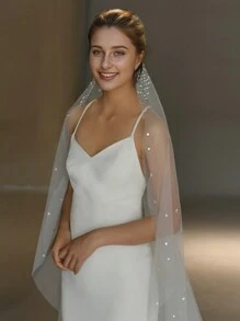 1 Stück weißer Strass Brautschleier, luxuriöser Kathedralenschleier mit Kamm, 3m langer Schleppenschleier Braut Kopfschmuck