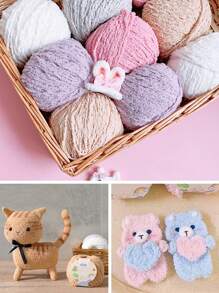 1 Cuộn Sợi Len Chenille Siêu Mềm Làm Thủ Công Tự Làm Hoàn Hảo Cho Việc Móc & Đan Búp Bê Amigurumi, Áo Len, Mũ & Khăn Quàng Cổ - Có Nhiều Màu Sắc - Nhiều màu - Xem 5
