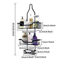 CASEGRACE 1pc Shower Caddy Over Shower Head, Large Hanging Shower Caddy With 12 Hooks For Razor Sponge, Over The Shower Head Storage Rack With Soap Basket, Hanging Shower Organizer For Bathroom