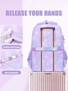 3pcs Girls' Backpack Set, School Bag, Student Bookbag, Outdoor Travel Bag, Pencil Case, Lunch Bag, Suitable For Teenage Girls, School And Travel (Random Print)