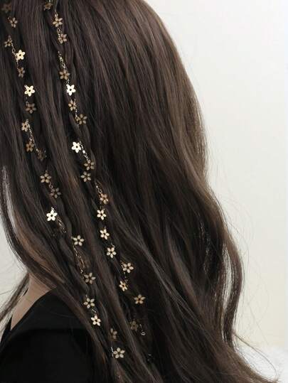 2 pezzi Fermagli per capelli con decorazione floreale e catena, stile boho, per San Valentino, fermagli a pinza, accessori per capelli, per la scuola, vacanze, abbigliamento da donna