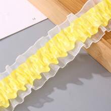 5m Double Layer Elastic Snow Yarn Pleated Lace Trim, 4cm Width, For DIY Hair Accessories, Cheerleading Fan Support Clothing, Cuffs And Supplies