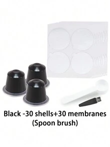 Cápsulas de café desechables - Cápsulas de espresso rellenas, selladas, con anillo de goma y pegatina de sellado, y reutilizables - Película de aluminio y tazas - Útiles escolares de vuelta al colegio