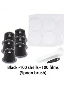 Cápsulas de café desechables - Cápsulas de espresso rellenas, selladas, con anillo de goma y pegatina de sellado, y reutilizables - Película de aluminio y tazas - Útiles escolares de vuelta al colegio