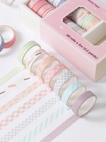 20 Rolls Of Color Ultra-Thin Washi Tape Set,2m Long Masking Tape For Diaries, Notebooks, Bullet Diaries, Planners, DIY Crafts, Art Packaging, Decorative Scrapbook Supplies Tape