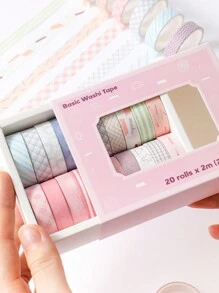 20 Rolls Of Color Ultra-Thin Washi Tape Set,2m Long Masking Tape For Diaries, Notebooks, Bullet Diaries, Planners, DIY Crafts, Art Packaging, Decorative Scrapbook Supplies Tape