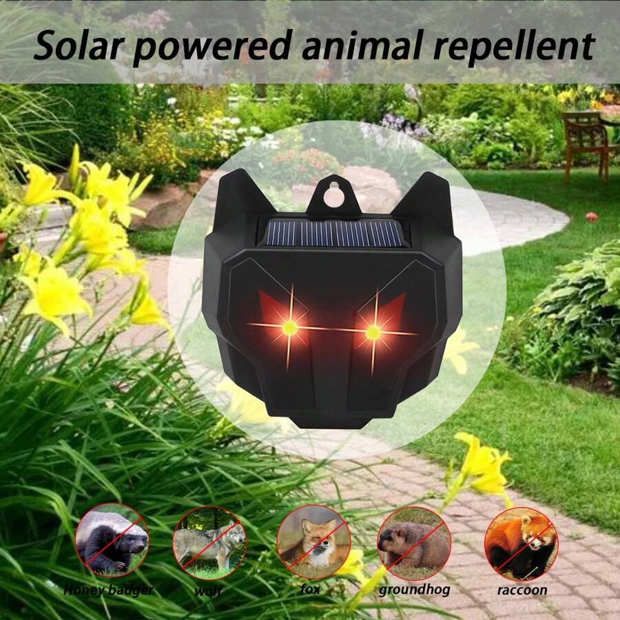 1pc Ultrasonic Pest Repellent Solar Nocturnal Animal Repeller Outdoor
