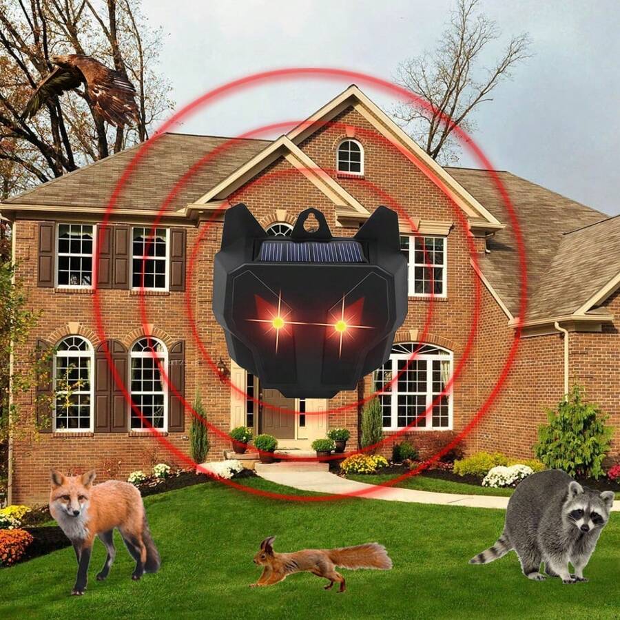 1pc Ultrasonic Pest Repellent Solar Nocturnal Animal Repeller Outdoor