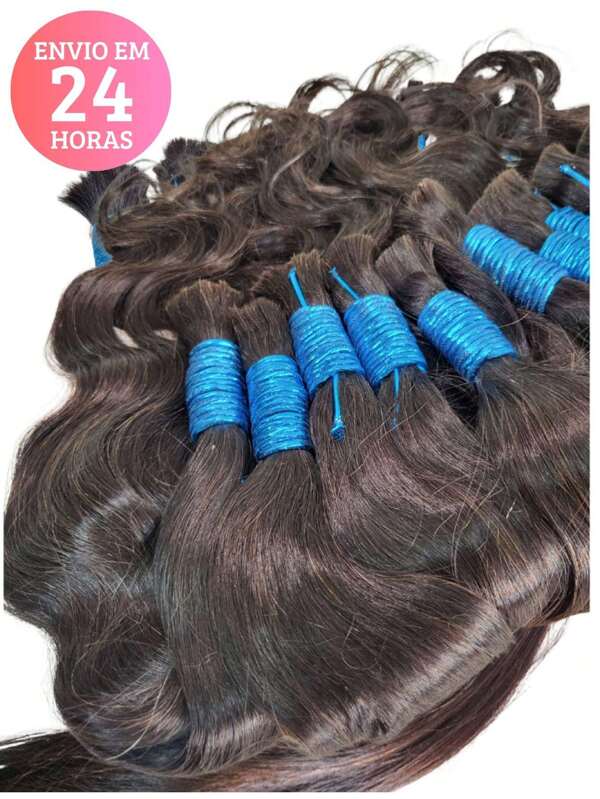 Mega Hair Cabelo 100% Humano -  Indiano Liga Azul  Ondulado 50g 45 cm