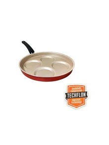 Non-Stick Frying Pan For Eggs And Burgers 4 In 1 Multipurpose With Glass Lid Red Color - 紅色 - 查看 3