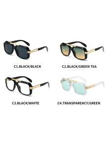 1 Pair Fashionable Unisex Retro Square Fashion Glasses, Stylish Driver Glasses - Multicolor - View 8