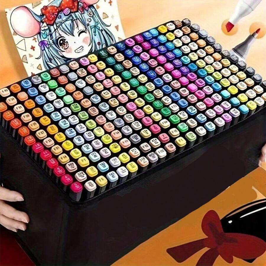 1/12/24/30/48/168支雙頭彩色美術標記筆，DIY筆，陶瓷藝術收藏，酒精美術標記筆，常駐酒精素描標記筆，附帶素描盒，黑色桶，派對收藏，聖誕裝飾，家居裝飾（聲明：部分款式/位置/圖案或顏色是隨機的，例如筆身上的字母，兩個字母都是隨機發貨，不影響使用）