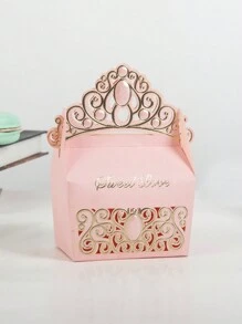 10pcs Beautiful Crown Shape Favor Gift Boxes For Birthday Party, Holiday, Wedding, Back To School Valentine Day - Pink - View 2