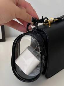 1pc Black And White High Breathable Pouch Function Keychain, Waterproof And Dustproof, Transparent Display Bag Charm Keychain For Charger, Doll - Multicolor - View 5