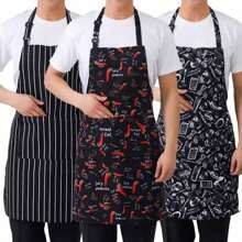 1 pièce Tablier ajustable pour adulte, tablier de chef rayé pour restaurant, camping extérieur, pique-nique, utilisation en cuisine (les motifs imprimés peuvent varier, style de boucle aléatoire), cuisine, salle de bain, maison, fournisseurs de produits ménagers