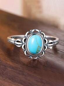 1 pièce Bague de style rétro en argent sterling 925 Bijoux de mariage pour femmes Bijouterie fine