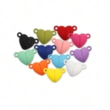 5 pares de cierres magnéticos con forma de corazón de color negro y blanco para hacer pulseras y collares bricolaje, para el Día de San Valentín