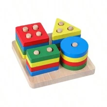 Brinquedo Pedagógico Educativo Em Madeira Prancha De Seleção Encaixe - Multicolorido - Visão 2