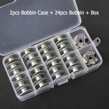 24pcs Sewing Machine Bobbins Covers, Industrial Sewing Machine Bobbins, Sewing Bobbins, For Industrial Electric Flat Bed Sewing Machines (Assorted Styles Storage Boxes) - Silver - View 15