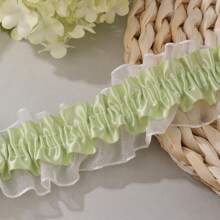 5m Double Layer Elastic Snow Yarn Pleated Lace Trim, 4cm Width, For DIY Hair Accessories, Cheerleading Fan Support Clothing, Cuffs And Supplies