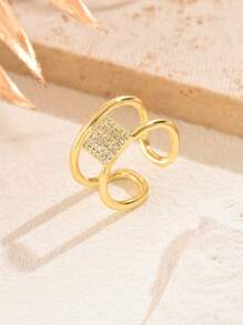 4 Stücke/Set Edelstahlschmuck in Goldoptik mit 18 Karat Vergoldung, einschließlich Halskette mit kubischem Zirkonia in runden und geometrischen Formen, Ohrringen und Ring. Elegant, luxuriös, vintage, koreanischer Stil, modisch, vielseitig, geeignet zum Verschenken, täglich tragen, auf der Straße, bei der Arbeit, für Partys, Feiern, Festivals usw. für Frauen. - Goldgelb - Übersicht 3