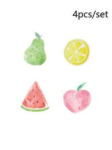 4 piezas Bloc de notas para niños con forma de frutas animadas, etiquetas de notas de mensaje - Multicolor - Ver 9