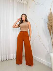 Women Pants - 駝色 - 查看 2