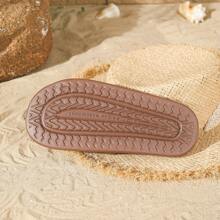 New Fashion Faux Leather Textured Brown EVA Slippers, Deluxe And Minimalist Ins Style, Suitable For Home, Bathroom, Outdoor And Guests, Lightweight, Comfortable And Soft