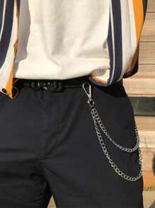 1 件新款裤链，复古设计，时尚男士裤链牛仔裤链朋克嘻哈裤链腰链，双链设计时尚实用，适合多种裤型