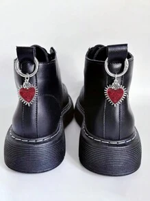 1pair Gothic Eye Heart Shaped Pendant Shoe Buckle, Metal Decoration For Boots, Heels, Bags, Keychains, Dark Style, Suitable For Earrings And Necklaces
