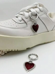 1pair Gothic Eye Heart Shaped Pendant Shoe Buckle, Metal Decoration For Boots, Heels, Bags, Keychains, Dark Style, Suitable For Earrings And Necklaces