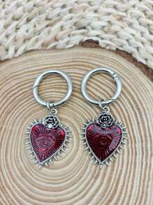 1pair Gothic Eye Heart Shaped Pendant Shoe Buckle, Metal Decoration For Boots, Heels, Bags, Keychains, Dark Style, Suitable For Earrings And Necklaces