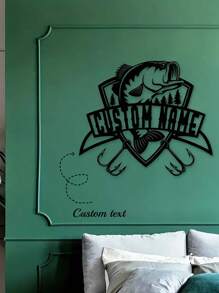 فن حائطي مخصص للصيد بالصنارة للكلب القرش، لافتة ديكور حائطية مزرعة شخصية، اسم معدني لتزيين حائط قابل للتخصيص، مناسبة للفناء/الفناء الخلفي/الهدايا